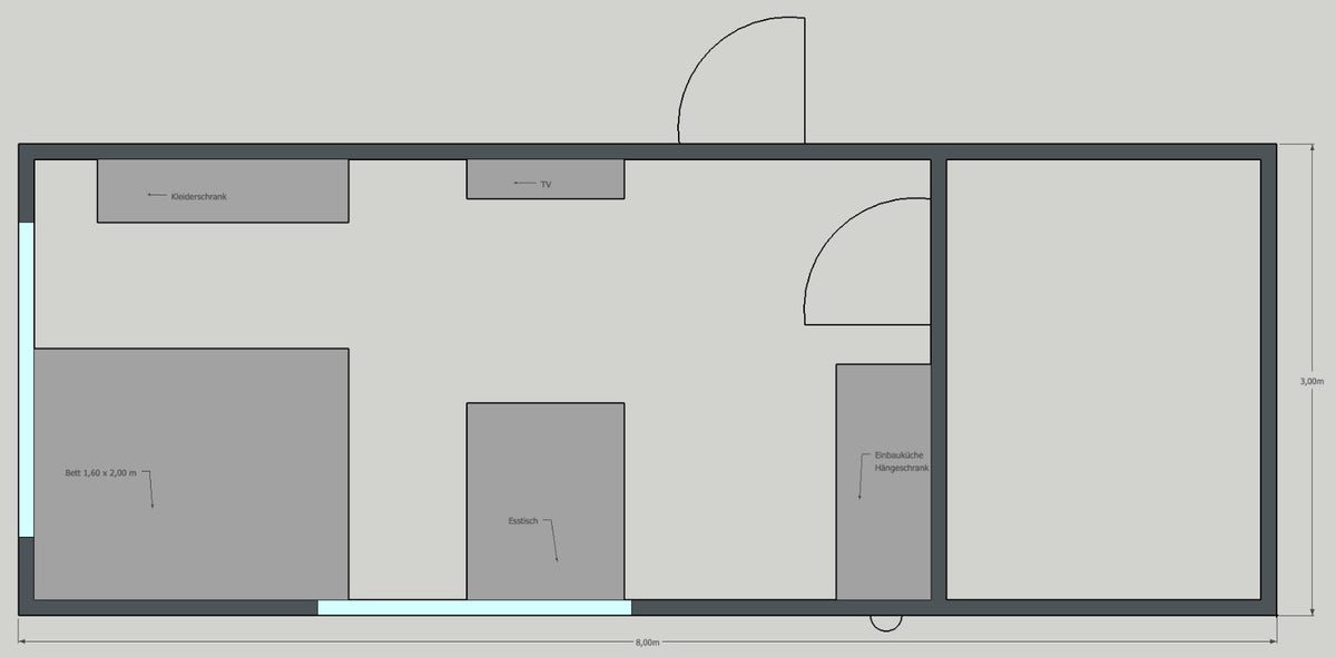 Contenedor Vivienda Premium 8,00 × 2,90 m – Con Cocina, Baño y Ducha