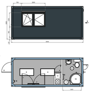 Contenedor Vivienda 6,00 × 3,00 m – Con Cocina, Baño y Ducha