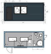 Contenedor Vivienda 6,00 × 3,00 m – Con Cocina, Baño y Ducha